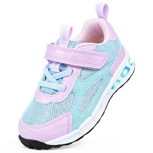 YESKIS Kids Breathable Light Up Shoes for Girls Blue