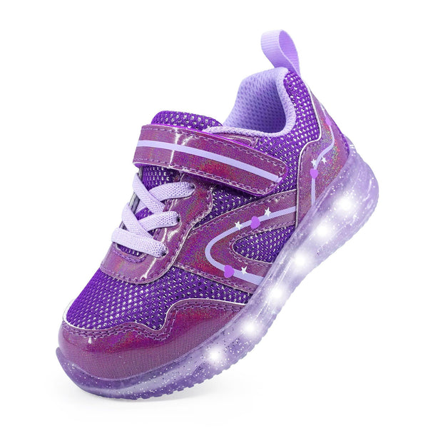 YESKIS Toddler Girls Light Up Shoes Dark Purple