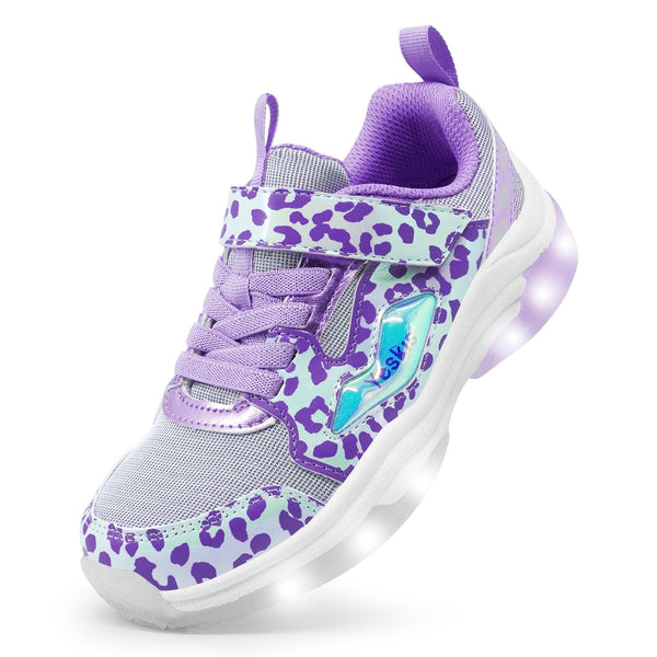 YESKIS FutuVibe Light Up Girls Sneakers for Kids Purple/Silver