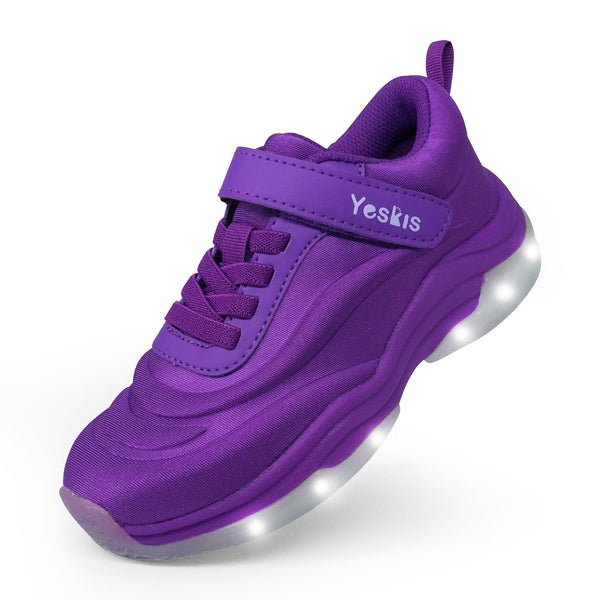 YESKIS Girls Light Up LED Sneakers with On/Off Switch Running Shoes for Kids Purple