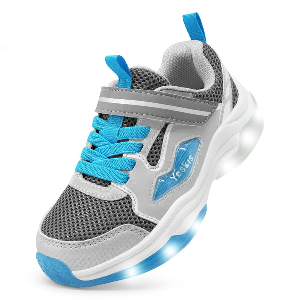 YESKIS FutuVibe Light Up Boys Sneakers for Kids Grey/Blue