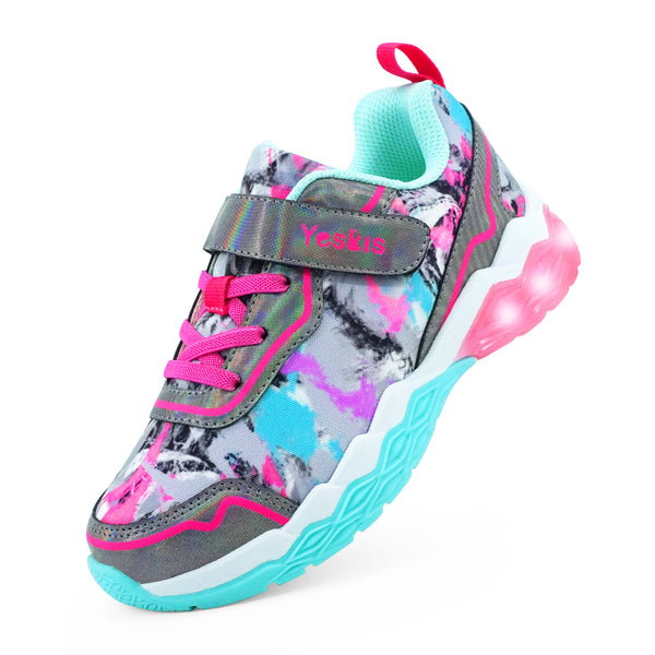 YESKIS Pinkster Girls Lightweight Light Up Sneakers Black