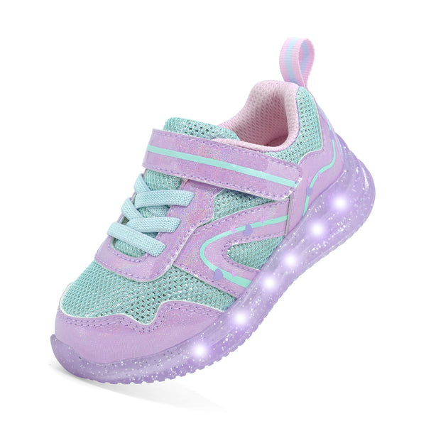 YESKIS Toddler Girls Light Up Shoes Pink Purple