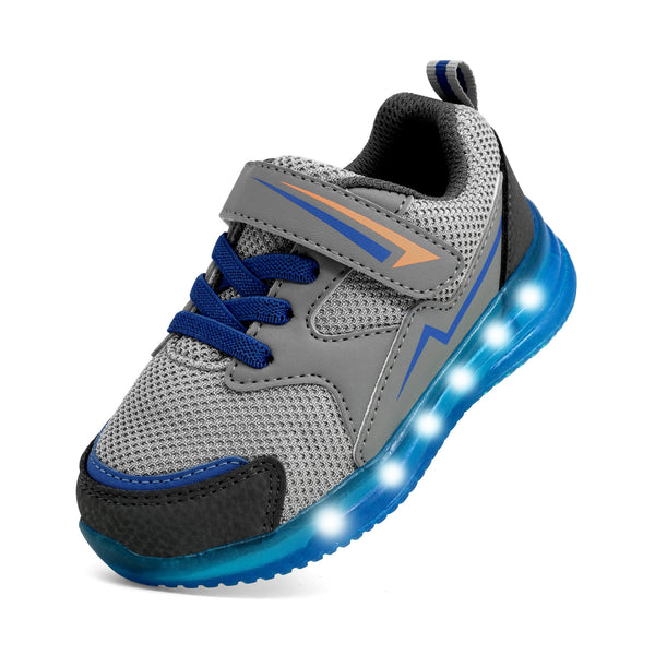 YESKIS Toddler Boys Light Up Shoes Grey