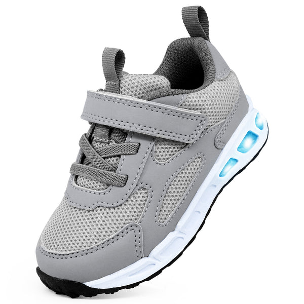 YESKIS Kids Boys Breathable Light Up Shoes for Grey