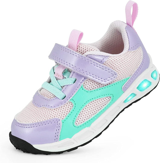 YESKIS Kids Breathable Light Up Shoes for Girls Purple