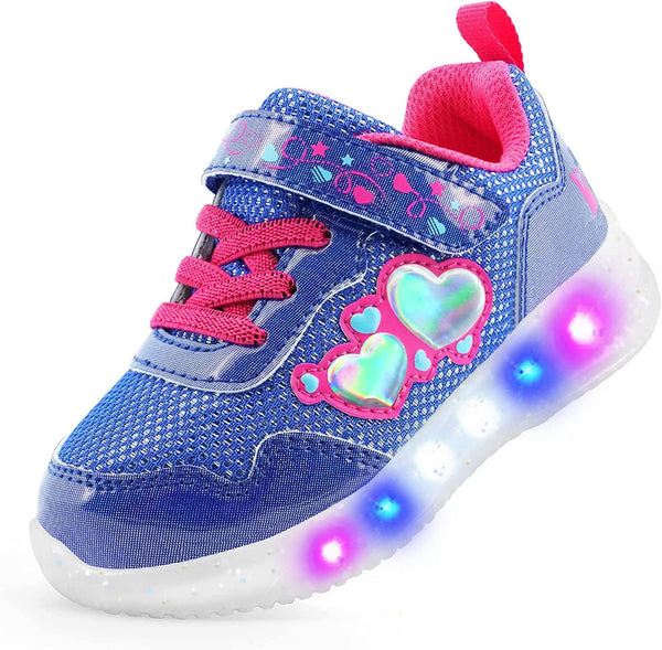 YESKIS Diva Heart Girls Light Up Running Sneakers Royal Blue